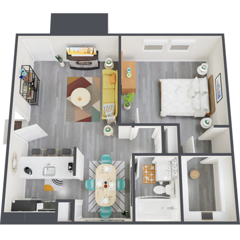 a floor plan of a 1 bedroom apartment